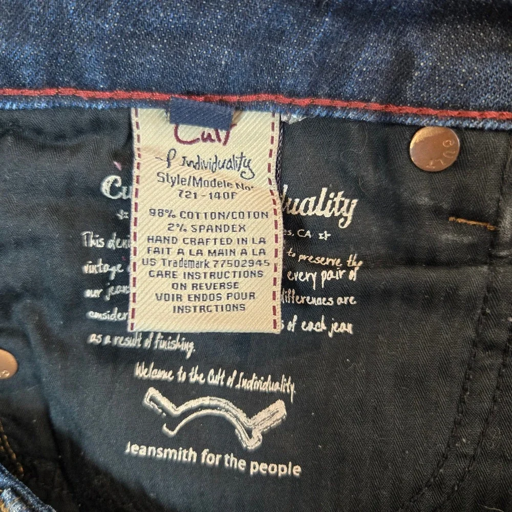 Cult of Individuality Bohemi Bootcut Jeans Womens 27 (28) Dark Wash Distressed